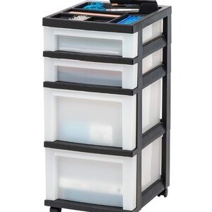 Plastic Drawer Storage Organizer Rolling Cart, with Wheels Casters